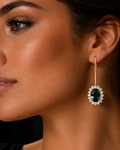 Diamond Earrings with Emerald Center