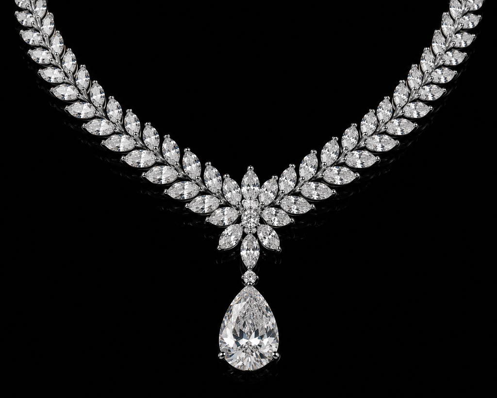 Diamond Necklace with Pear Shaped Pendant
