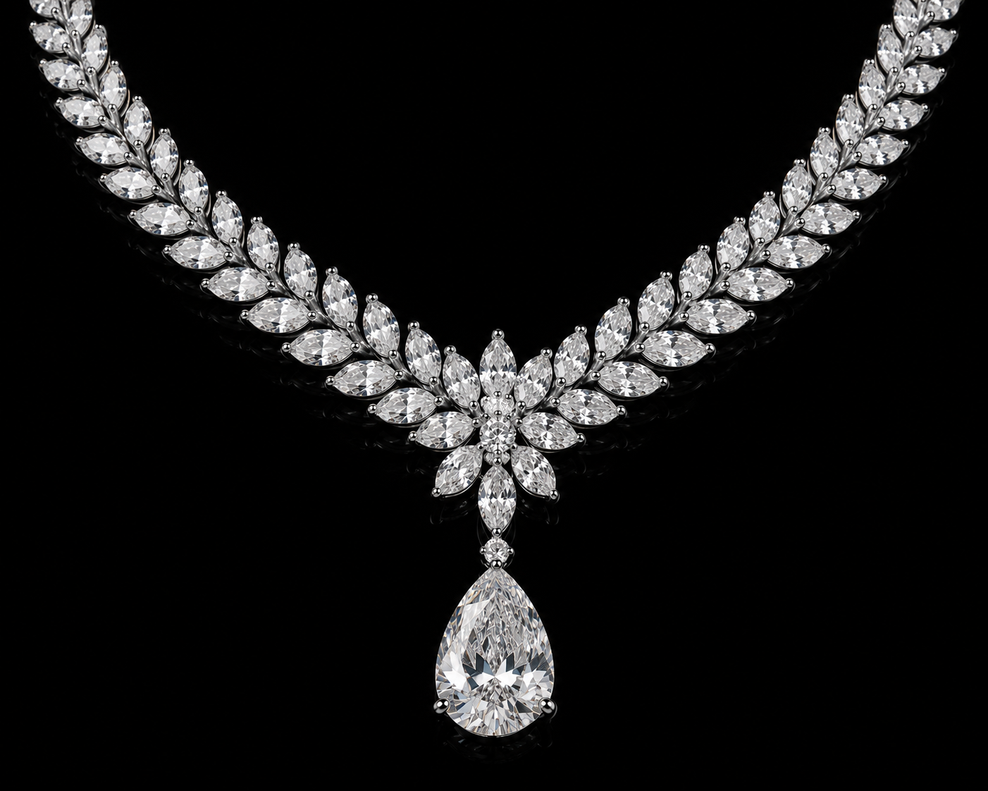Diamond Leaf Necklace with Pendant